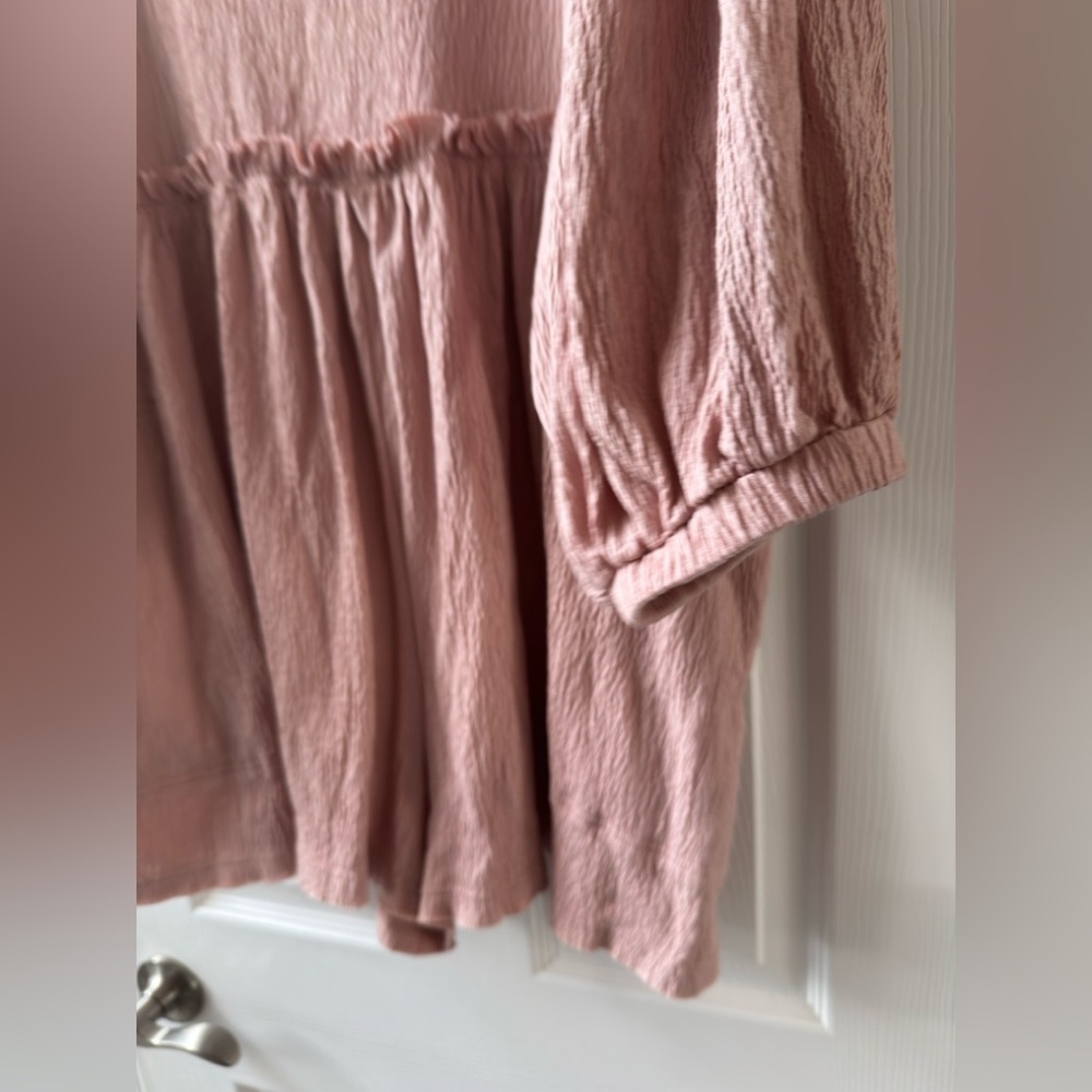Anthropologie MABLE ROSE COLOR ROMPER PEASANT SLEEVES DEEP‎ POCKETS nwot Large - Picture 4 of 8
